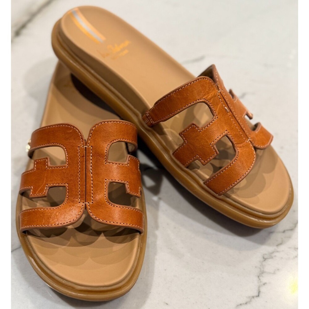 Sam Edelman Shoes Womens Size 8.5 Valeri Brown Leather Slip On Sandals EUC